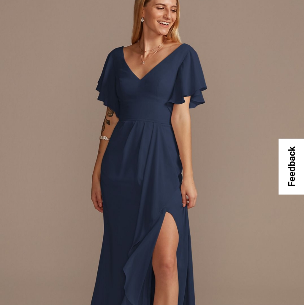 David's Bridal Marine (Navy) Short-Sleeved Bridesmaid Dress Nwt